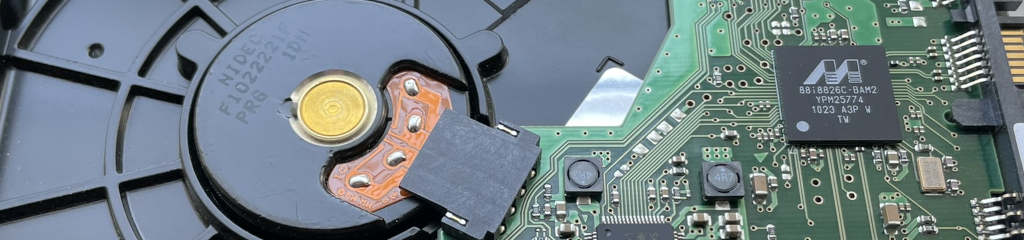 Close up of a hard drive.